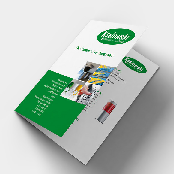 Design und Reinzeichnung einer Broschüre für die Sicherheitsfirma Koslowski