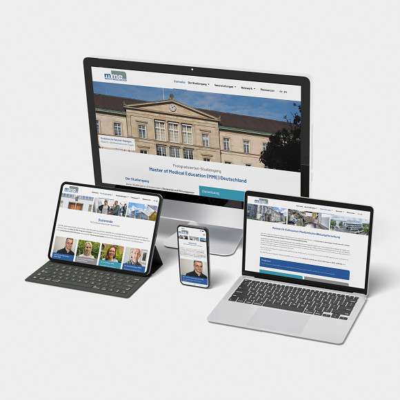Website für den Post­gra­du­ier­ten-Stu­dien­gang Mas­ter of Medi­cal Edu­ca­tion (MME) Deut­sch­land